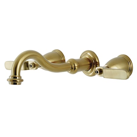Kingston Brass KS3027KL Two-Handle Wall Mount Tub Faucet, Brushed Brass KS3027KL